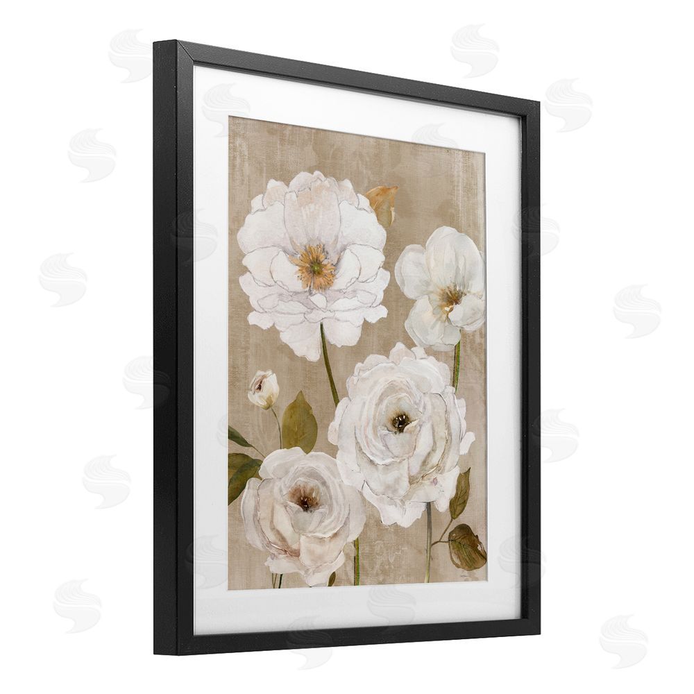 Carol Robinson Rustic Blooms in White Black Framed Print Under Glass Wall Art