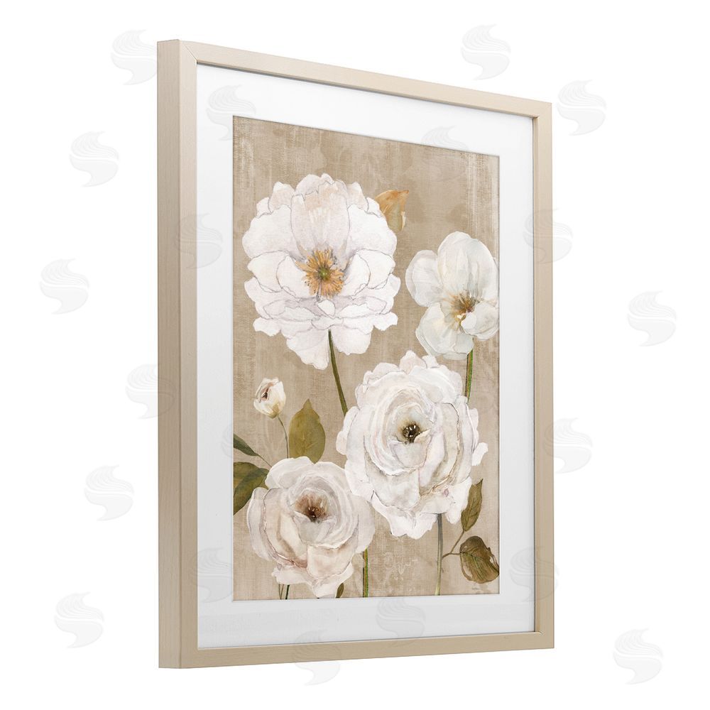 Carol Robinson Rustic Blooms in White Brown Framed Print Under Glass Wall Art