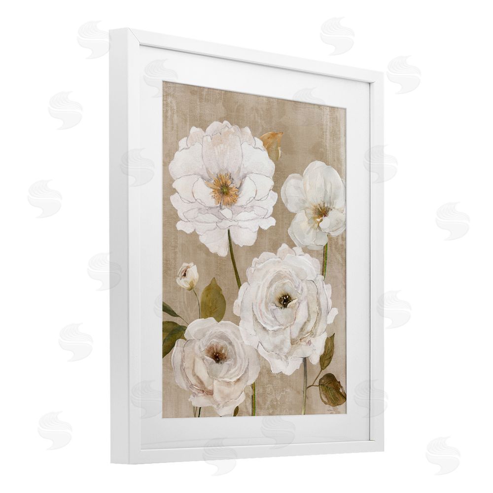 Carol Robinson Rustic Blooms in White White Framed Print Under Glass Wall Art