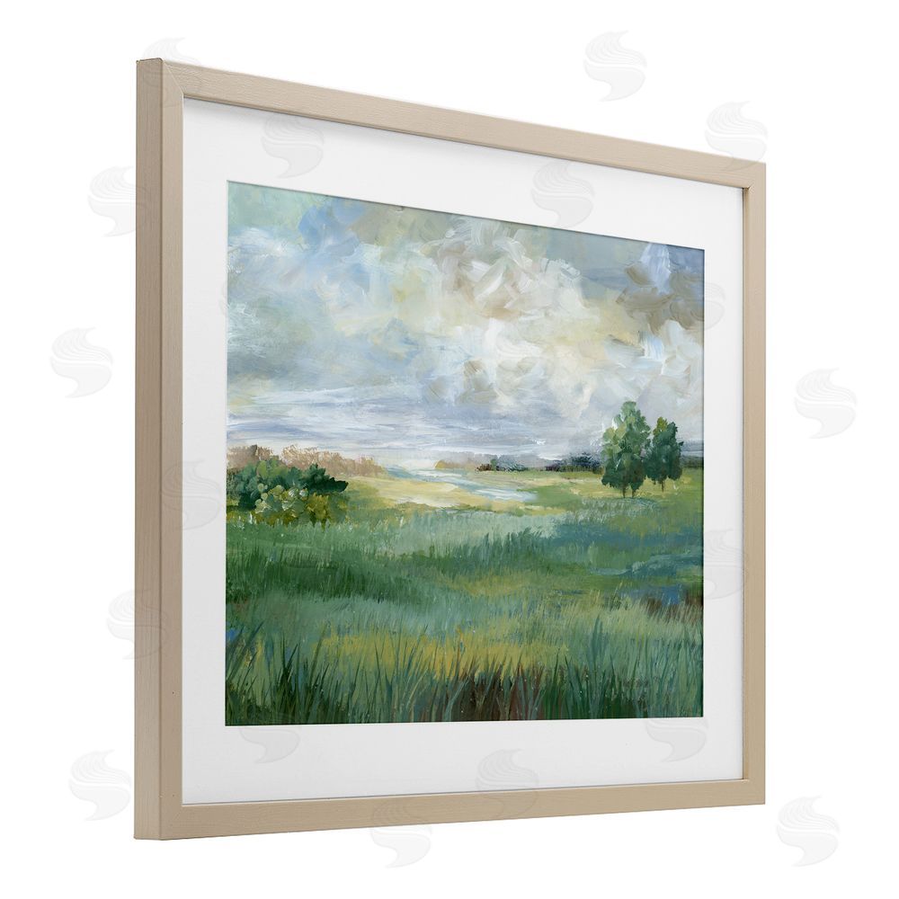 Nan Idyllic Field at Dawn Brown Framed Print Under Glass Wall Art