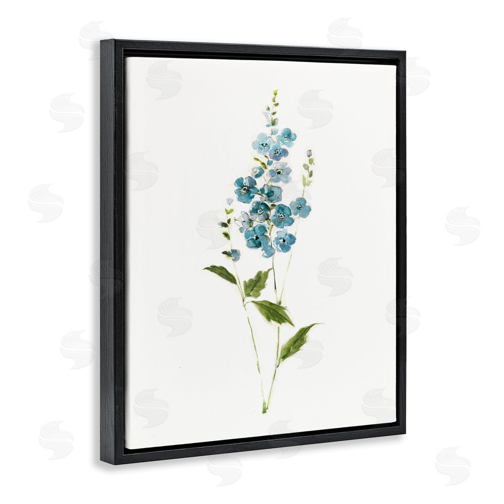 Sally Swatland Delicate Blue Sprigs Black Floating Frame Canvas Wall Art Print