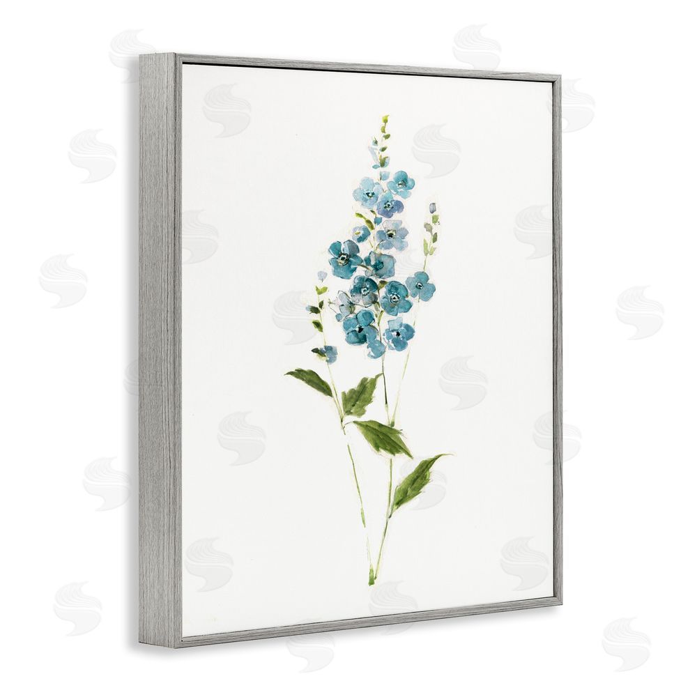 Sally Swatland Delicate Blue Sprigs Gray Framed Giclee Wall Art Print