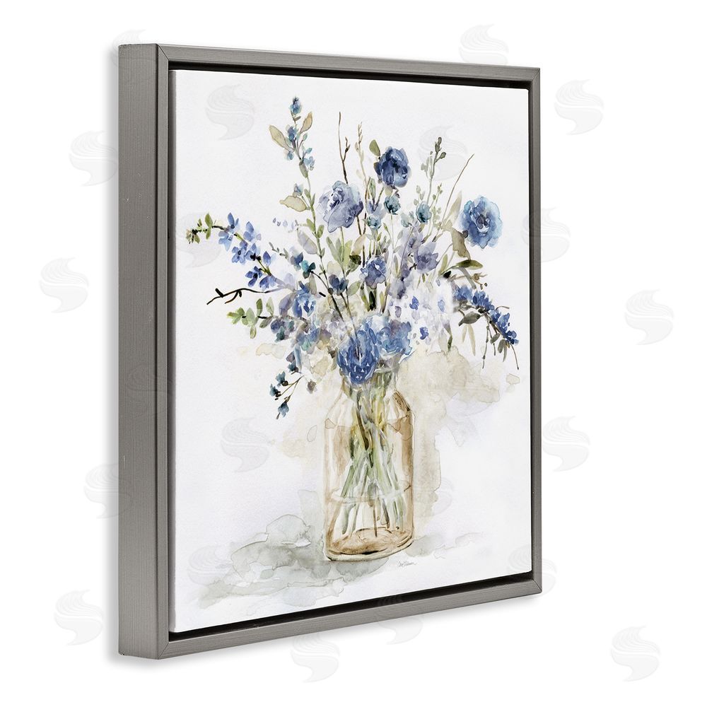 Carol Robinson Spring Floral Dollops Gray Floating Framed Canvas Wall Art Print