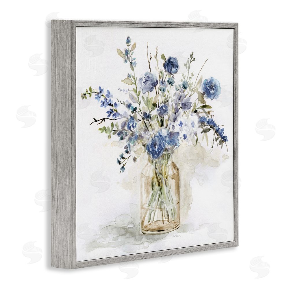 Carol Robinson Spring Floral Dollops Gray Framed Giclee Wall Art Print