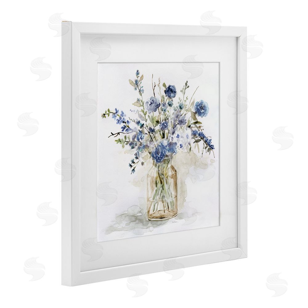 Carol Robinson Spring Floral Dollops White Framed Print Under Glass with White Mat Wall Art