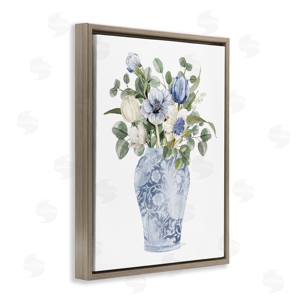Livi Finn Ornate Vase Tulips Brown Floating Framed Canvas Wall Art