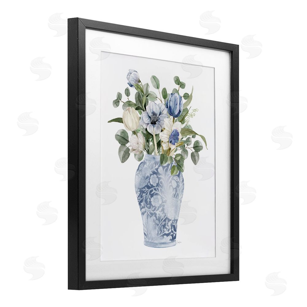 Livi Finn Ornate Vase Tulips Black Framed Print Under Glass Wall Art