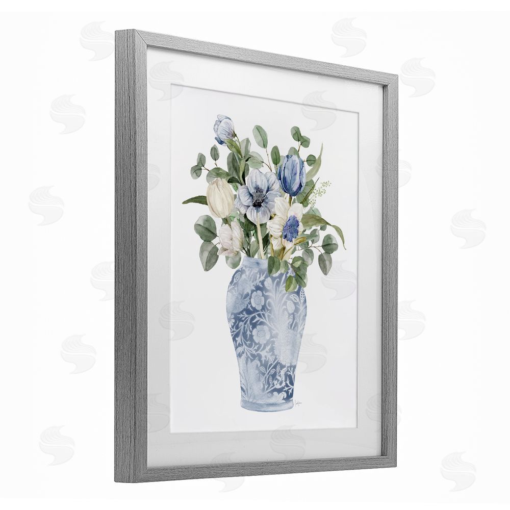 Livi Finn Ornate Vase Tulips Gray Framed Print Under Glass Wall Art