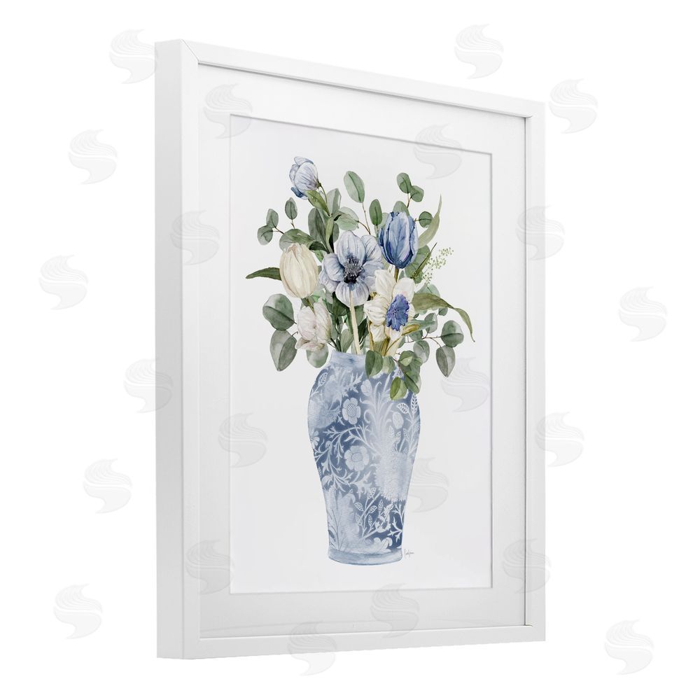 Livi Finn Ornate Vase Tulips White Framed Print Under Glass Wall Art