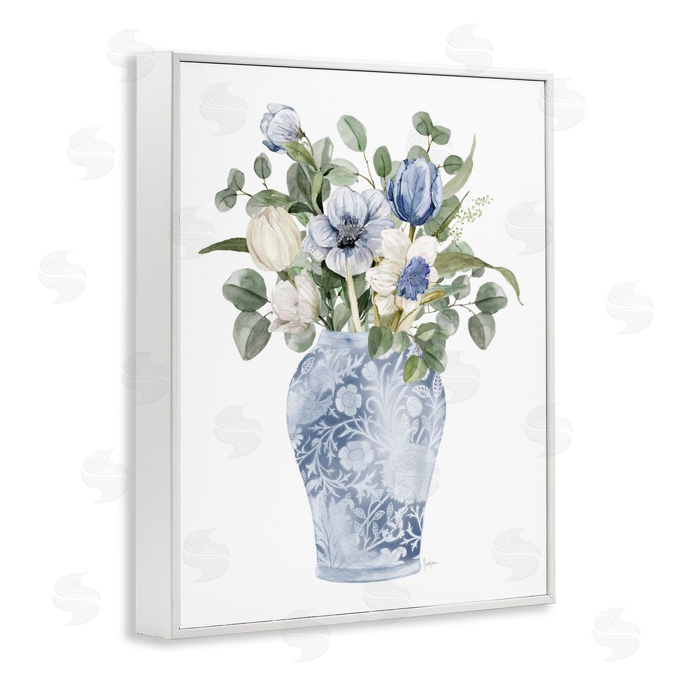 Livi Finn Ornate Vase Tulips White Framed Giclee Wall Art