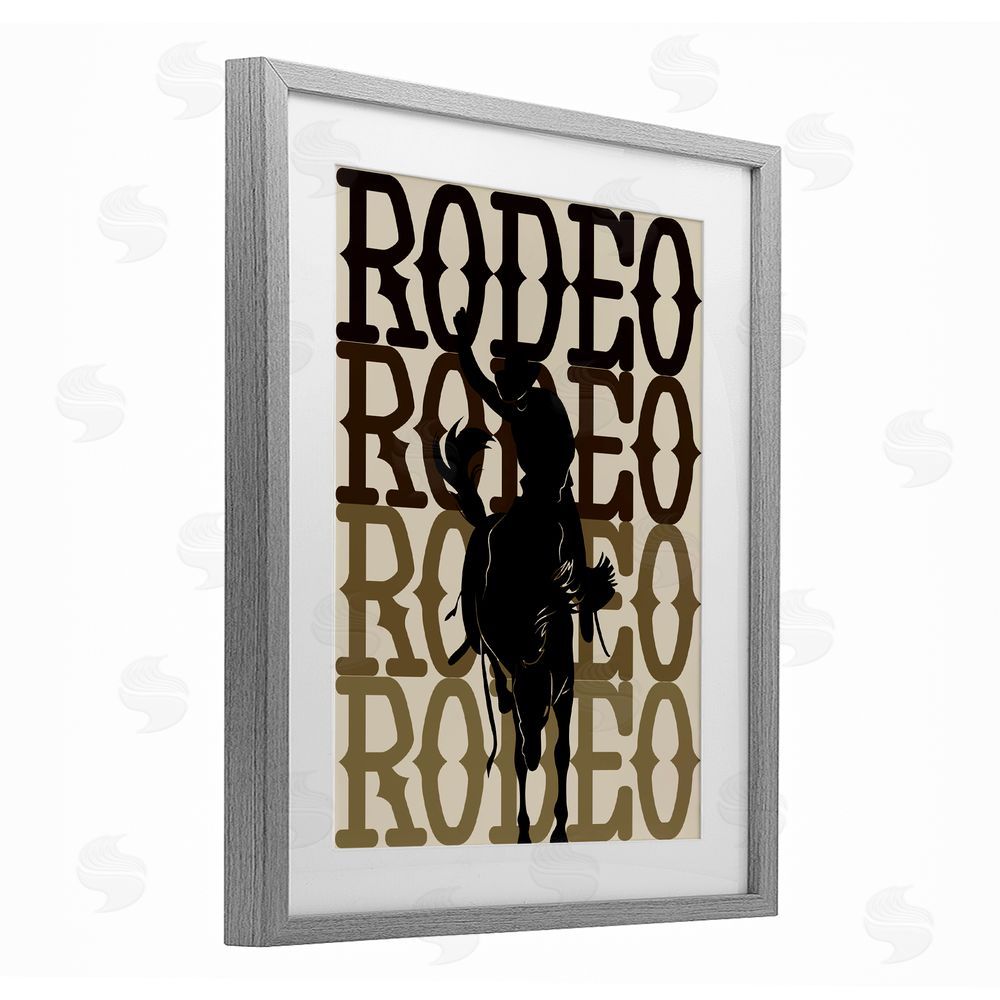 CAD Designs Rodeo Gradient Cowboy Gray Framed Print Under Glass Wall Art