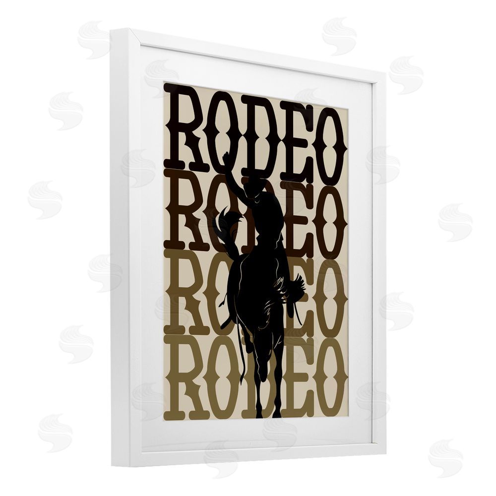 CAD Designs Rodeo Gradient Cowboy White Framed Print Under Glass Wall Art