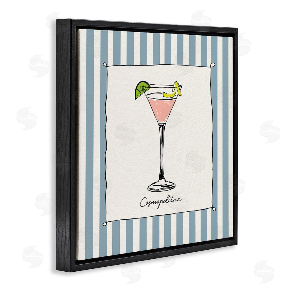 Susan Jill Cosmopolitan Summer Stripes Black Floating Frame Canvas Wall Art Print
