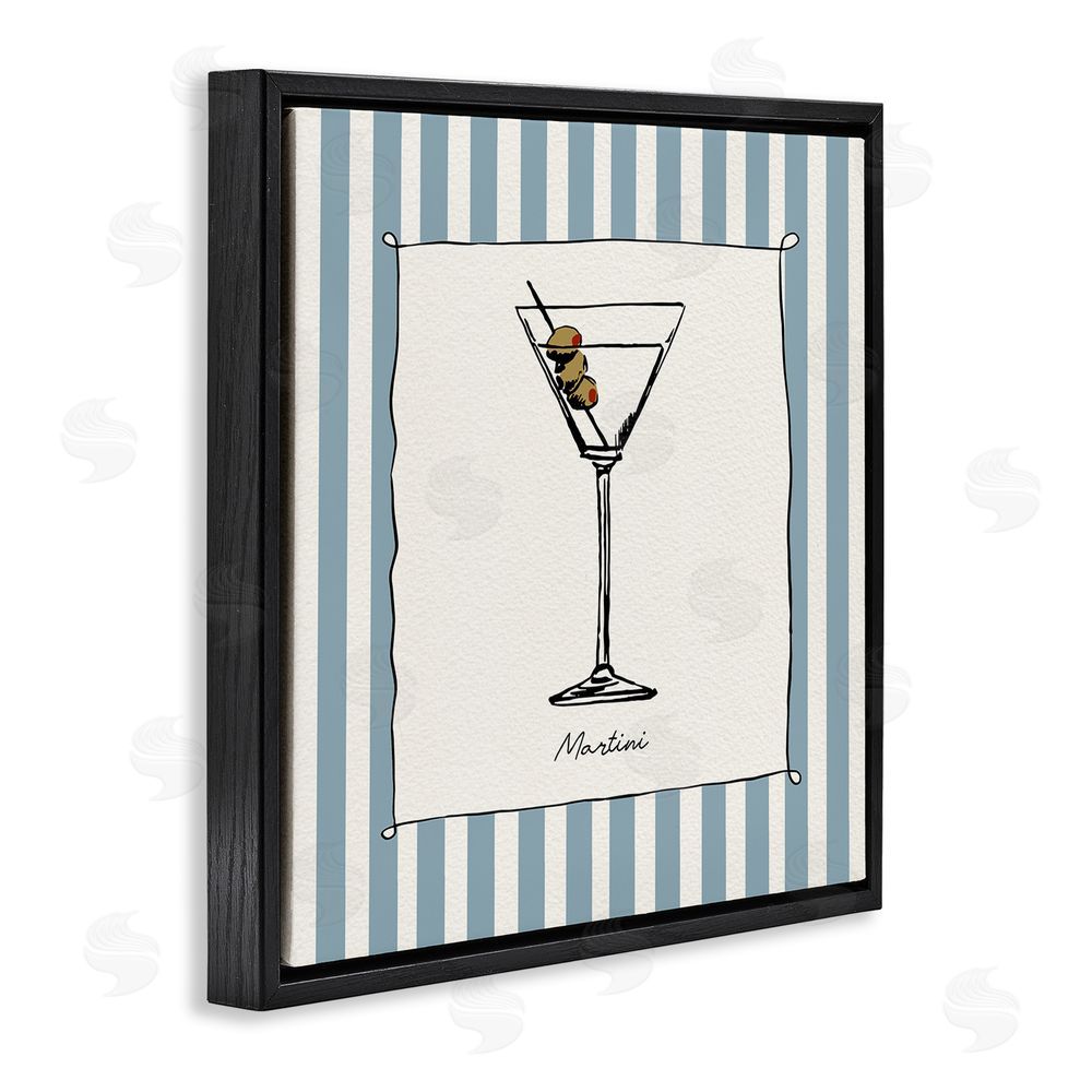 Susan Jill Martini Summer Stripes Black Floating Framed Canvas Wall Art