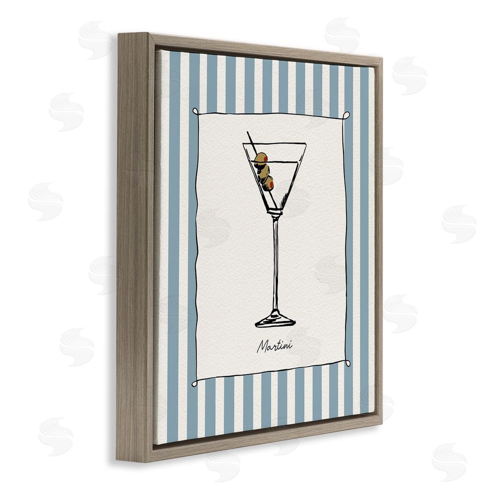 Susan Jill Martini Summer Stripes Brown Floating Framed Canvas Wall Art