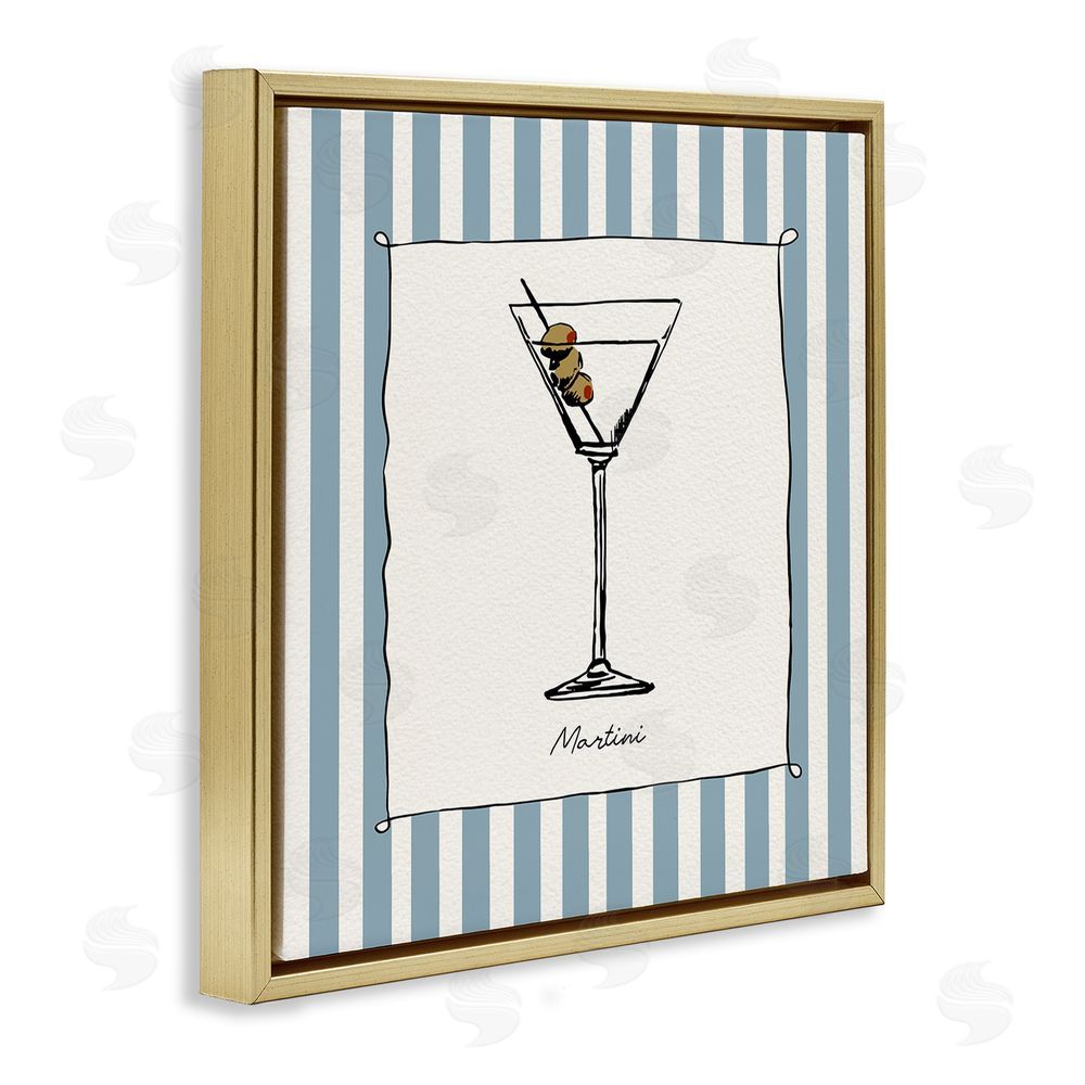 Susan Jill Martini Summer Stripes Gold Floating Framed Canvas Wall Art