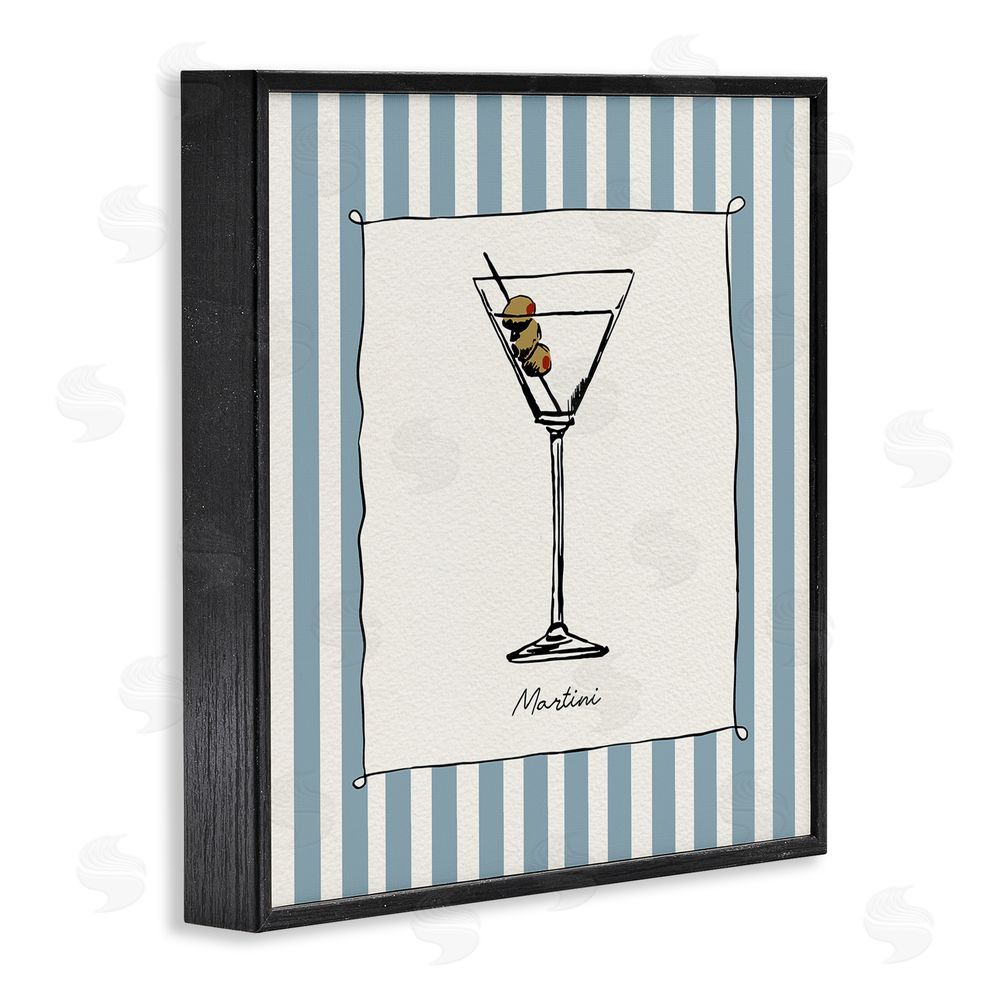 Susan Jill Martini Summer Stripes Black Framed Giclee Wall Art