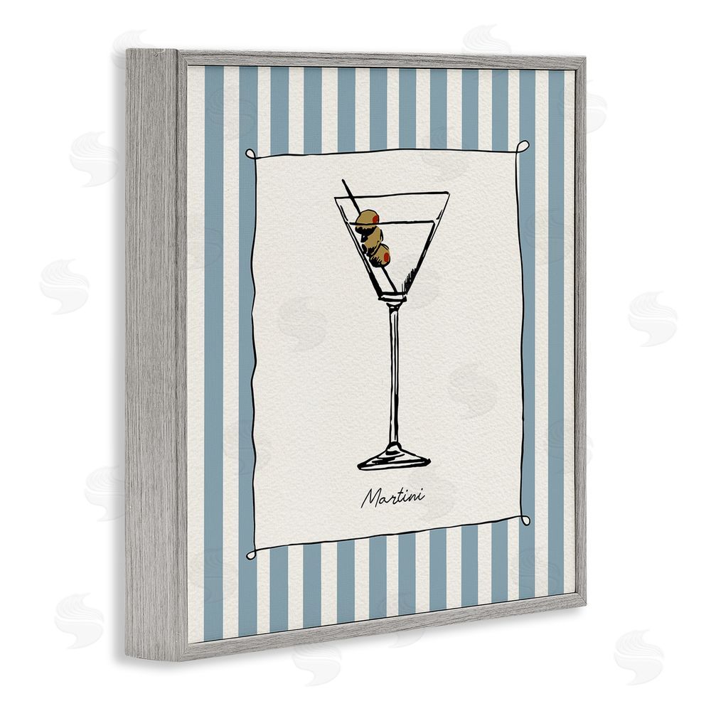 Susan Jill Martini Summer Stripes Gray Framed Giclee Wall Art