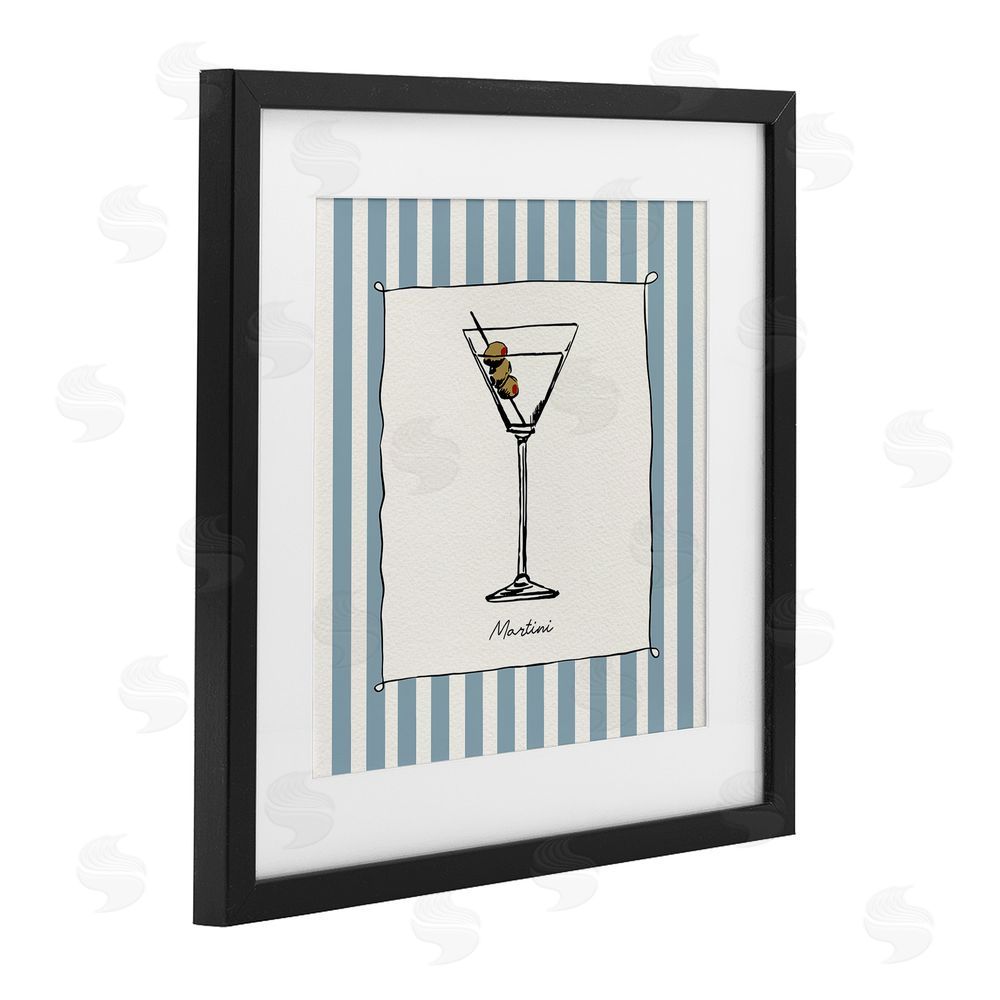 Susan Jill Martini Summer Stripes Black Framed Print Under Glass Wall Art
