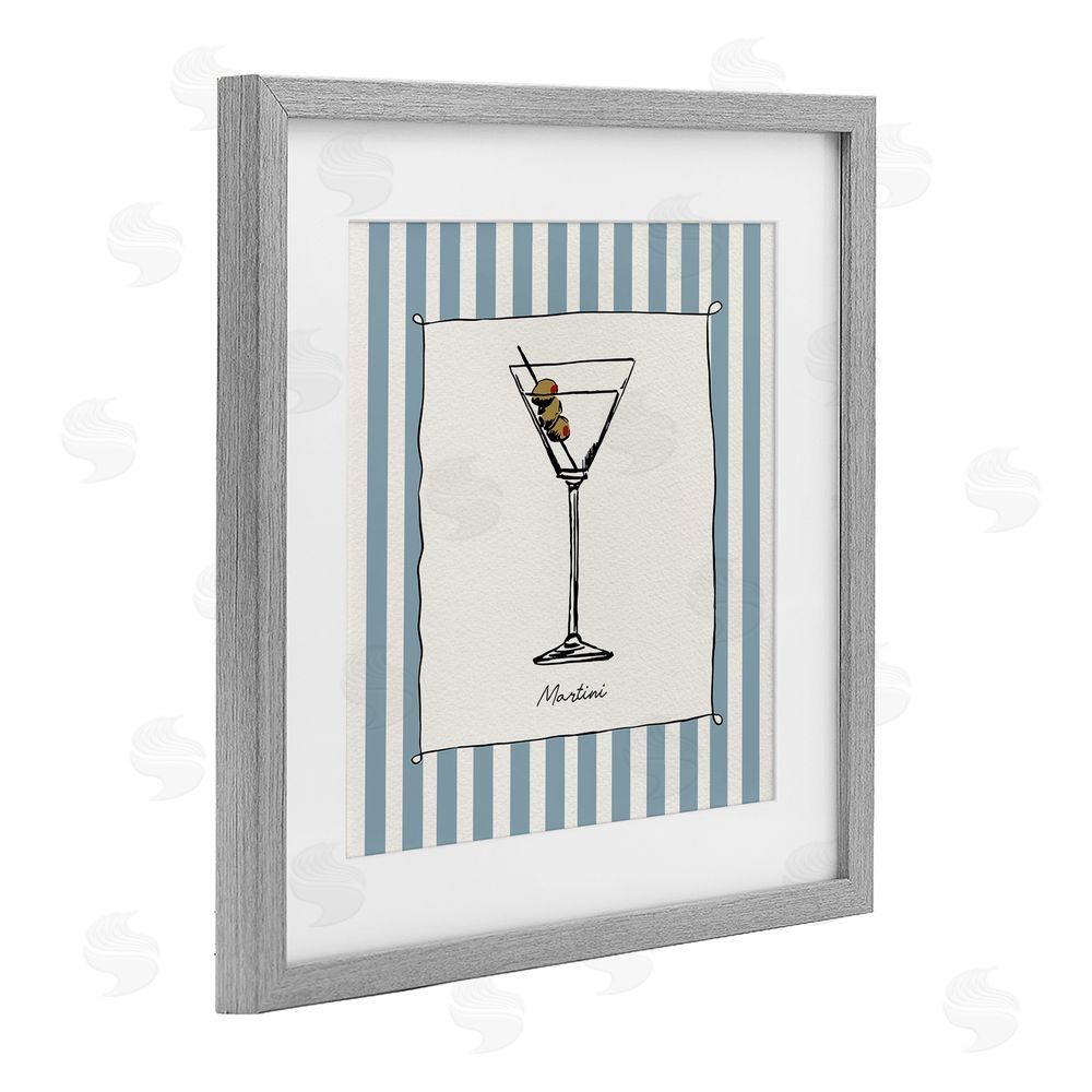 Susan Jill Martini Summer Stripes Gray Framed Print Under Glass Wall Art