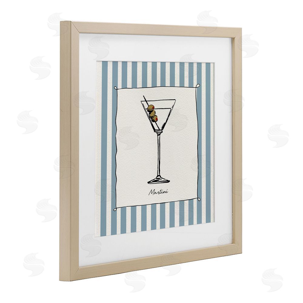 Susan Jill Martini Summer Stripes Brown Framed Print Under Glass Wall Art