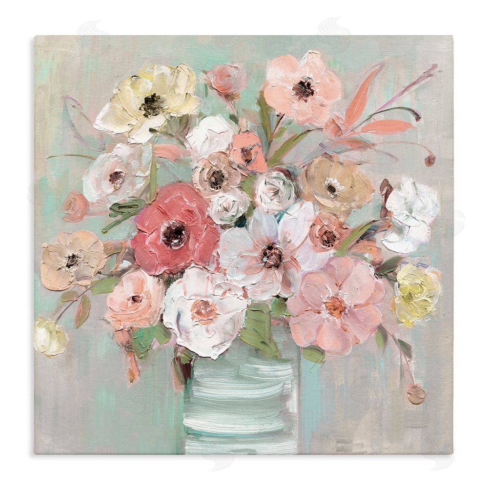 Sally Swatland Pastel Flower Forms Vase Stretched Canvas Wall Art