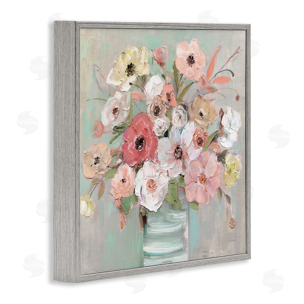 Sally Swatland Pastel Flower Forms Vase Gray Framed Giclee Wall Art