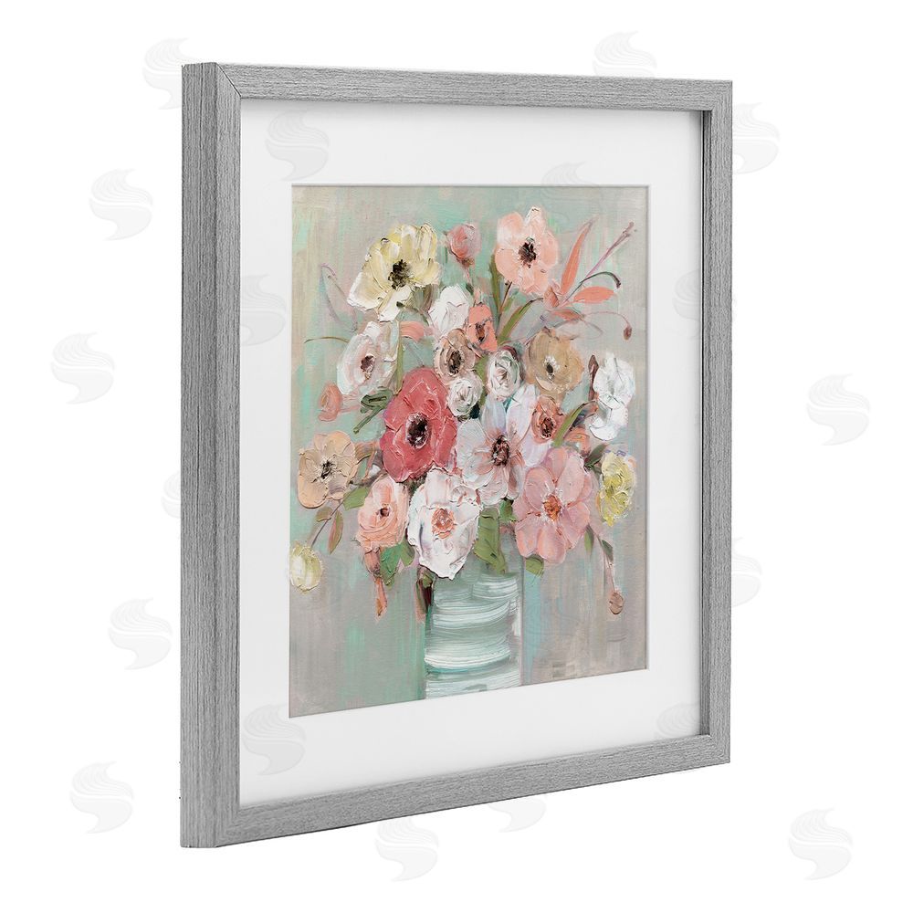 Sally Swatland Pastel Flower Forms Vase Gray Framed Print Under Glass Wall Art