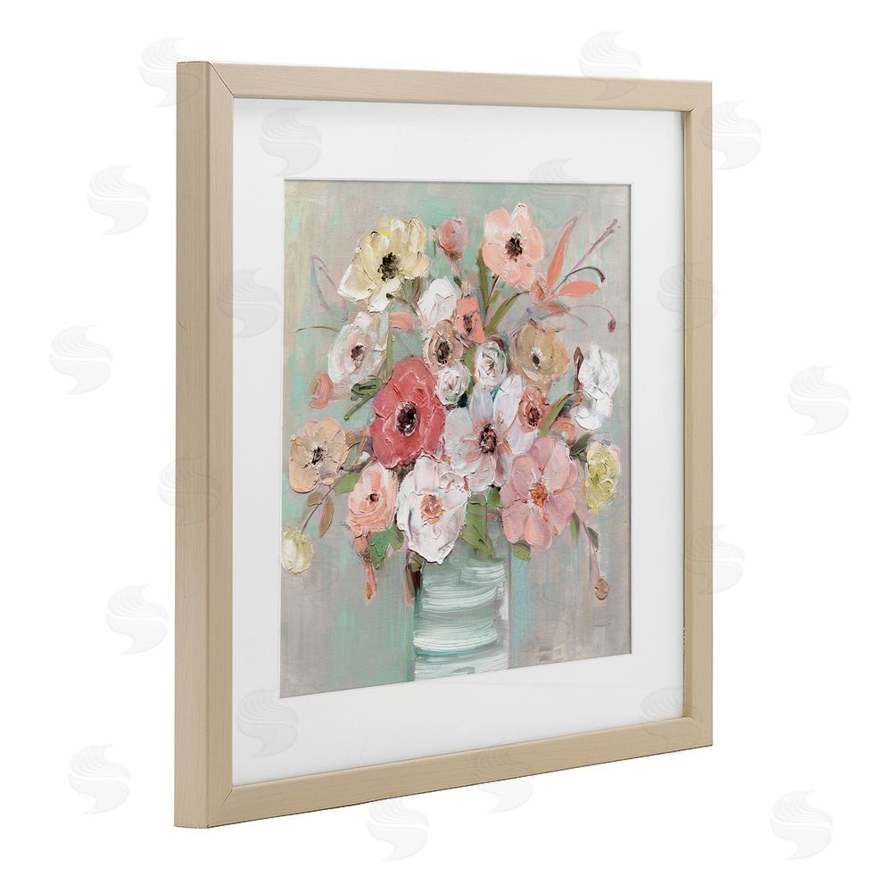 Sally Swatland Pastel Flower Forms Vase Brown Framed Print Under Glass Wall Art