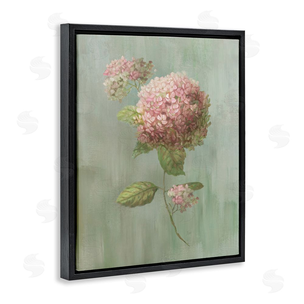 Nan Single Hydrangea Bushel Black Floating Framed Canvas Wall Art Print