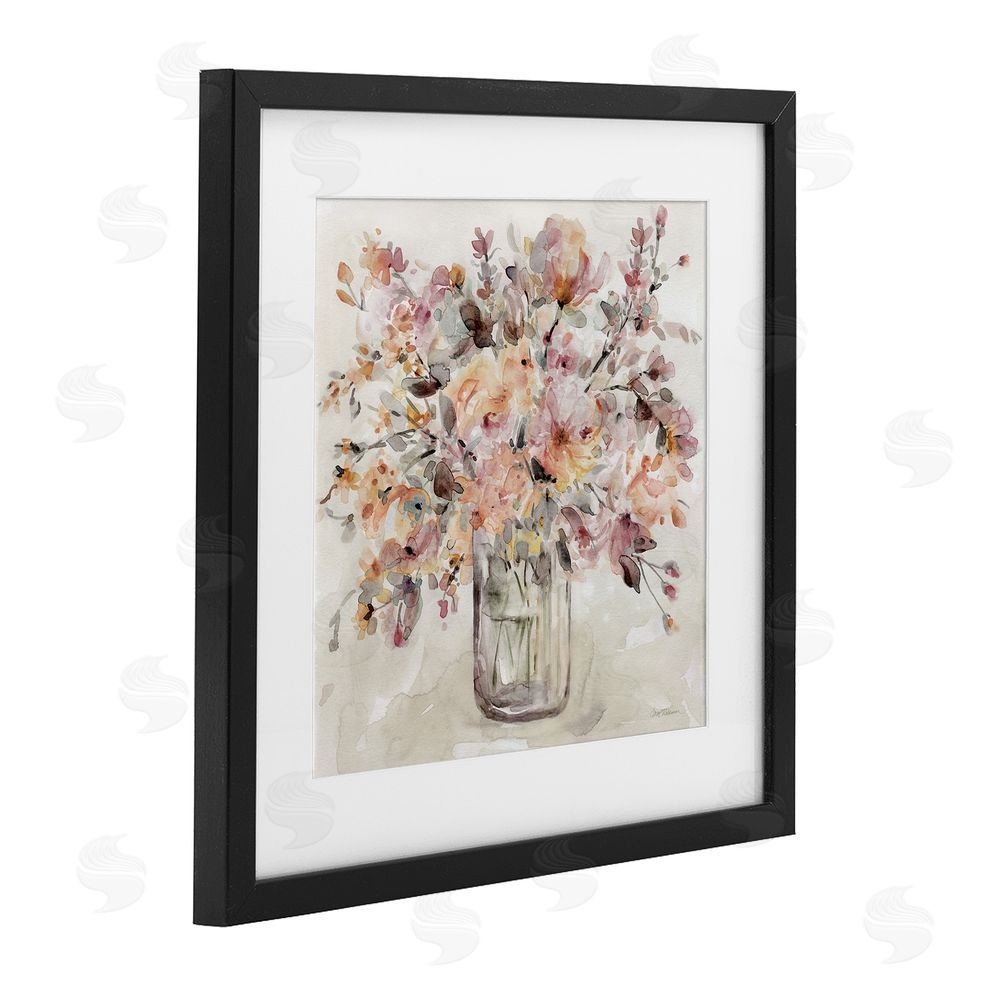 Carol Robinson Fluid Petals Watercolor Bouquet Black Framed Print Under Glass Wall Art