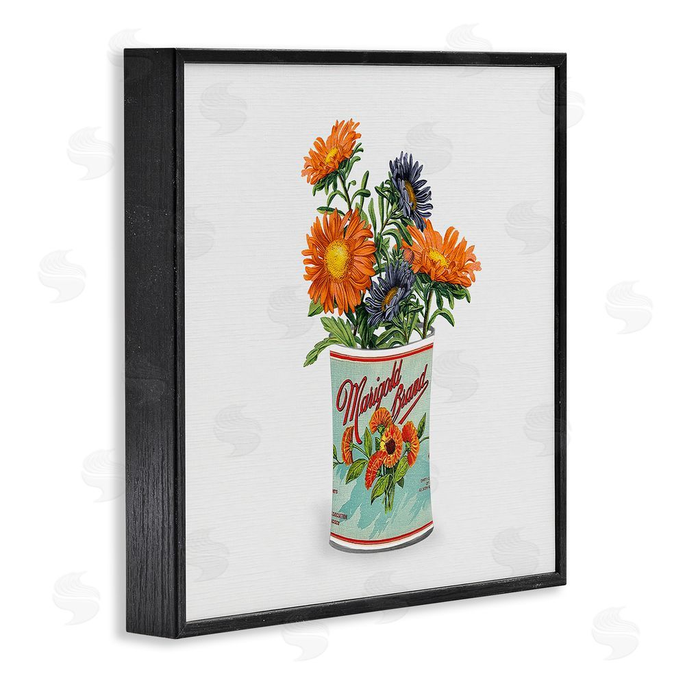 Val Rhodes Nostalgic Marigold Tin Bouquet Black Framed Giclee Wall Art