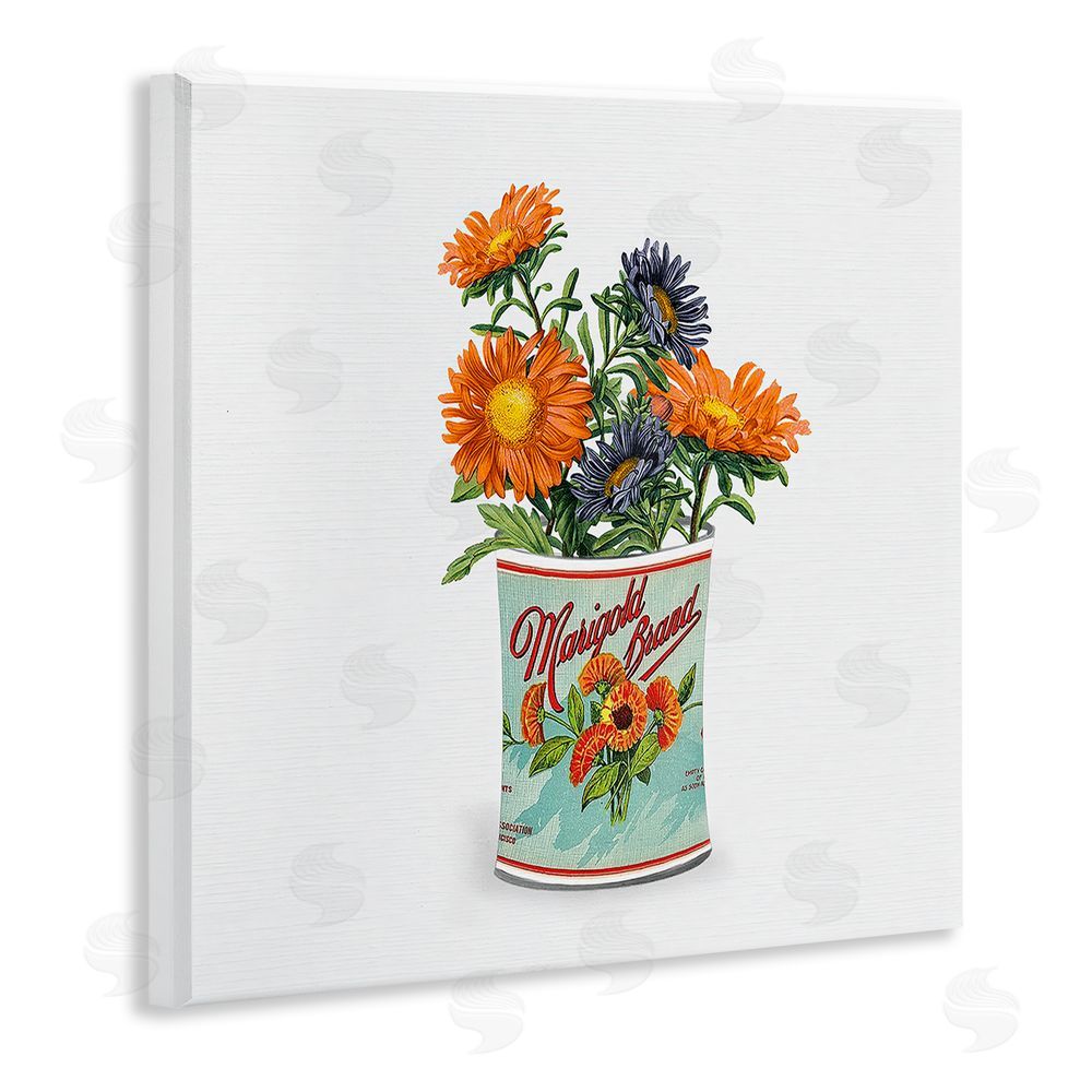 Val Rhodes Nostalgic Marigold Tin Bouquet Wall Plaque Home Decor Art Print