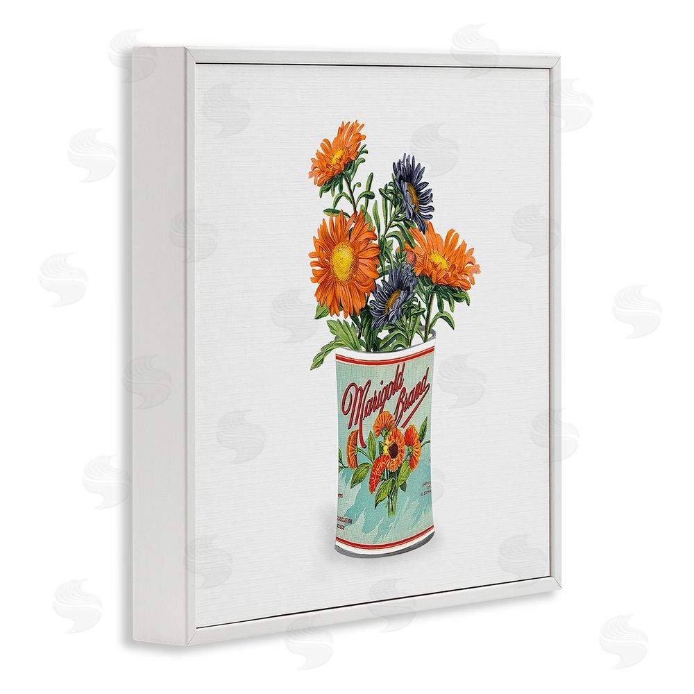 Val Rhodes Nostalgic Marigold Tin Bouquet White Framed Giclee Wall Art