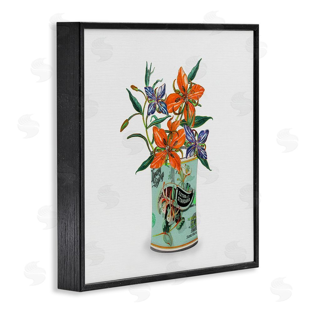 Val Rhodes Lilies in Retro Tin Black Framed Giclee Wall Art