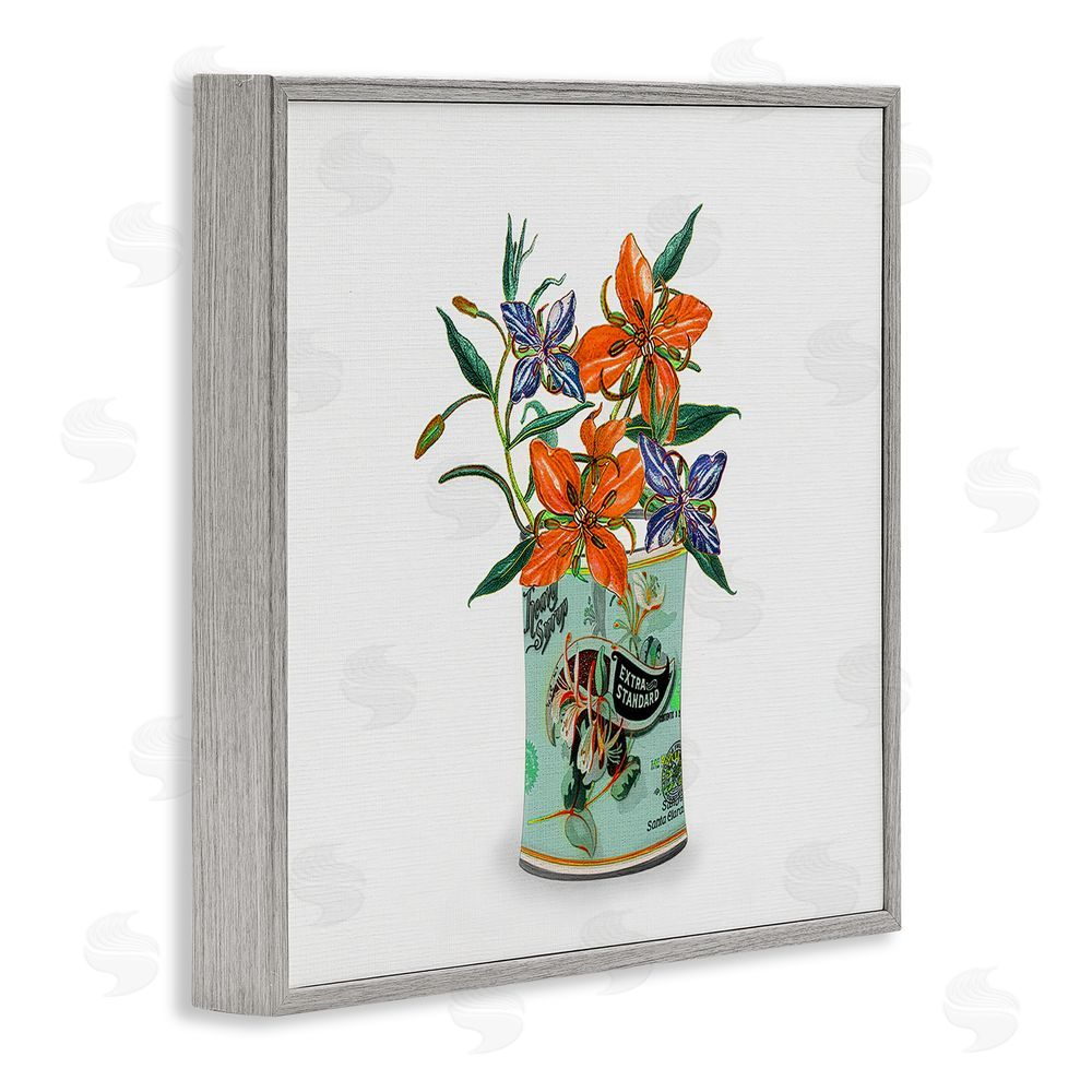 Val Rhodes Lilies in Retro Tin Gray Framed Giclee Wall Art
