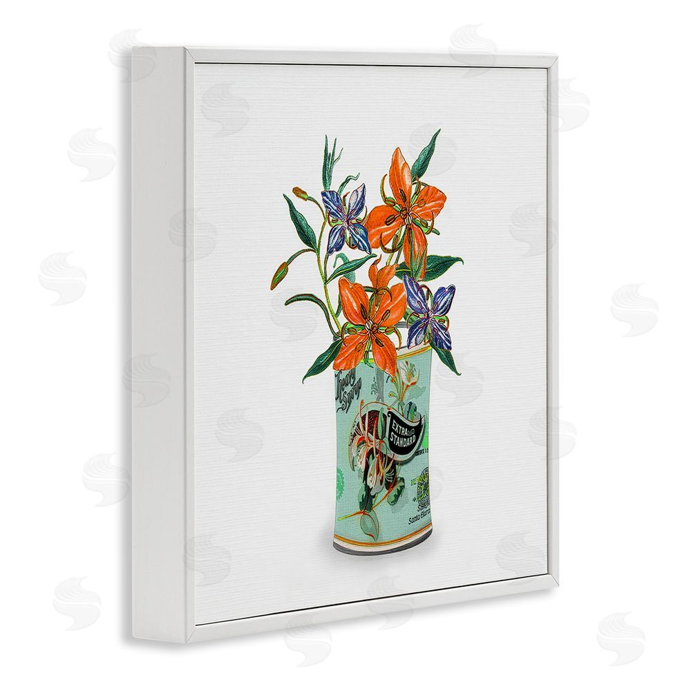 Val Rhodes Lilies in Retro Tin White Framed Giclee Wall Art