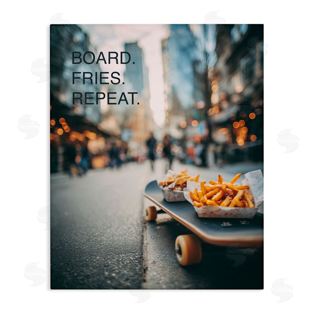 A Barefoot Stylist Board Fries Repeat Stretched Canvas Wall Art Print