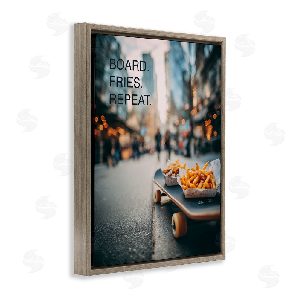 A Barefoot Stylist Board Fries Repeat Brown Floating Frame Canvas Wall Art Print