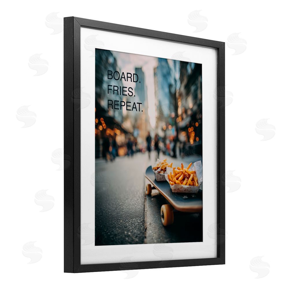 A Barefoot Stylist Board Fries Repeat Black Framed Print Under Glass Wall Art