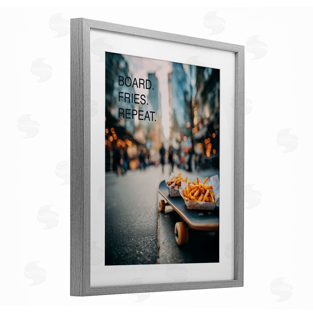 A Barefoot Stylist Board Fries Repeat Gray Framed Print Under Glass Wall Art