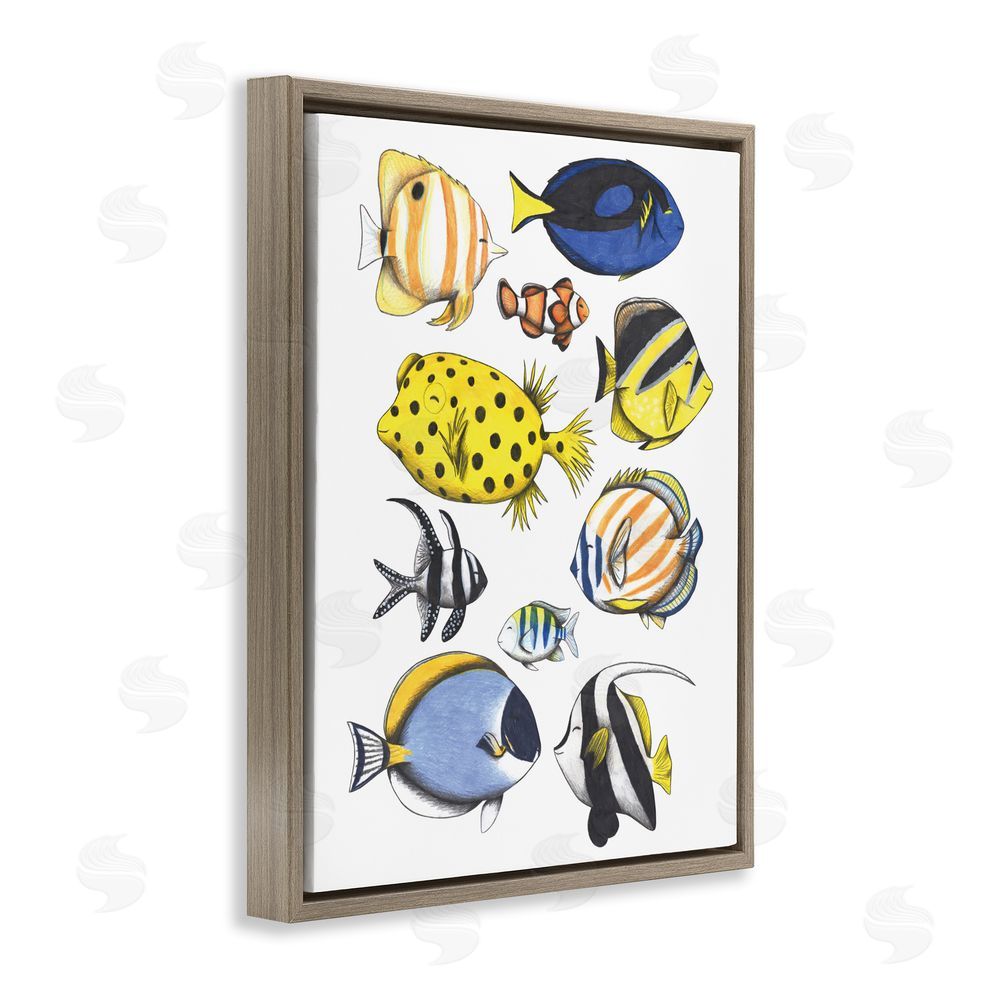 Cecilia Battaini Aquatic Fishes Collection Brown Floating Frame Stretched Canvas Wall Art Print