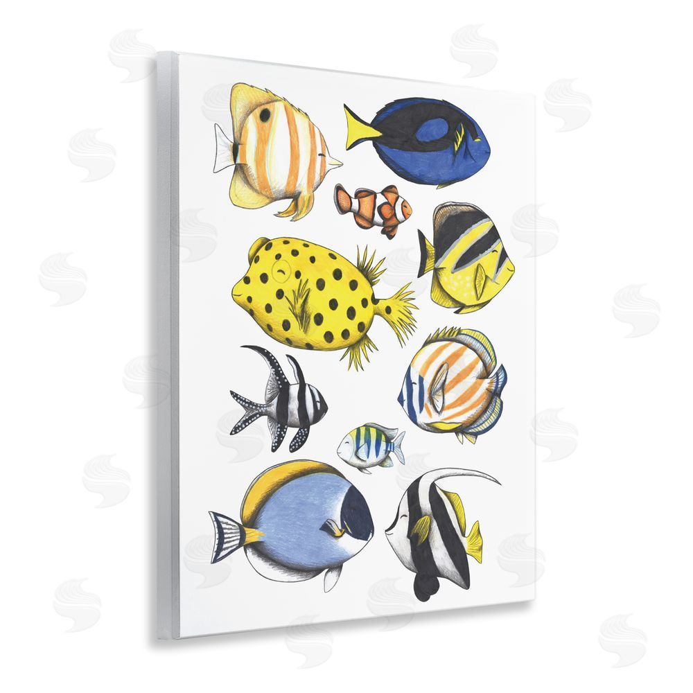 Cecilia Battaini Aquatic Fishes Collection Wall Plaque Art Print with White Foil Wrap