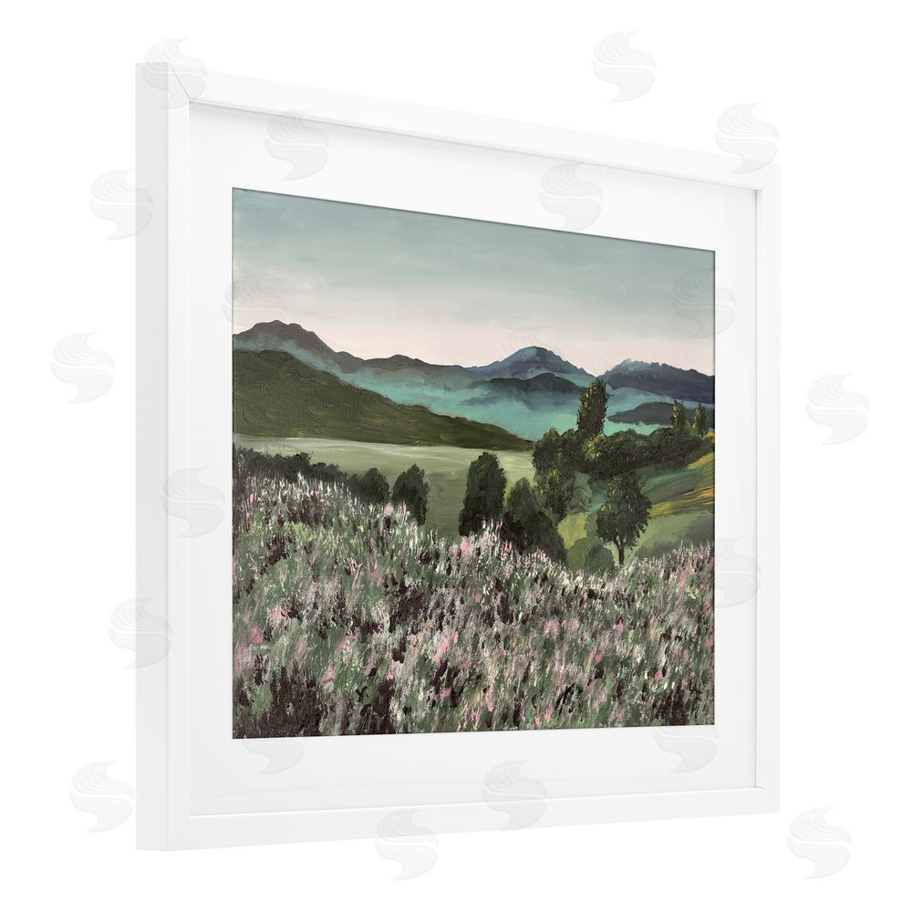 Lee Ann Zirbes Windblown Meadow Blooms White Framed Print Under Glass with White Mat Wall Art