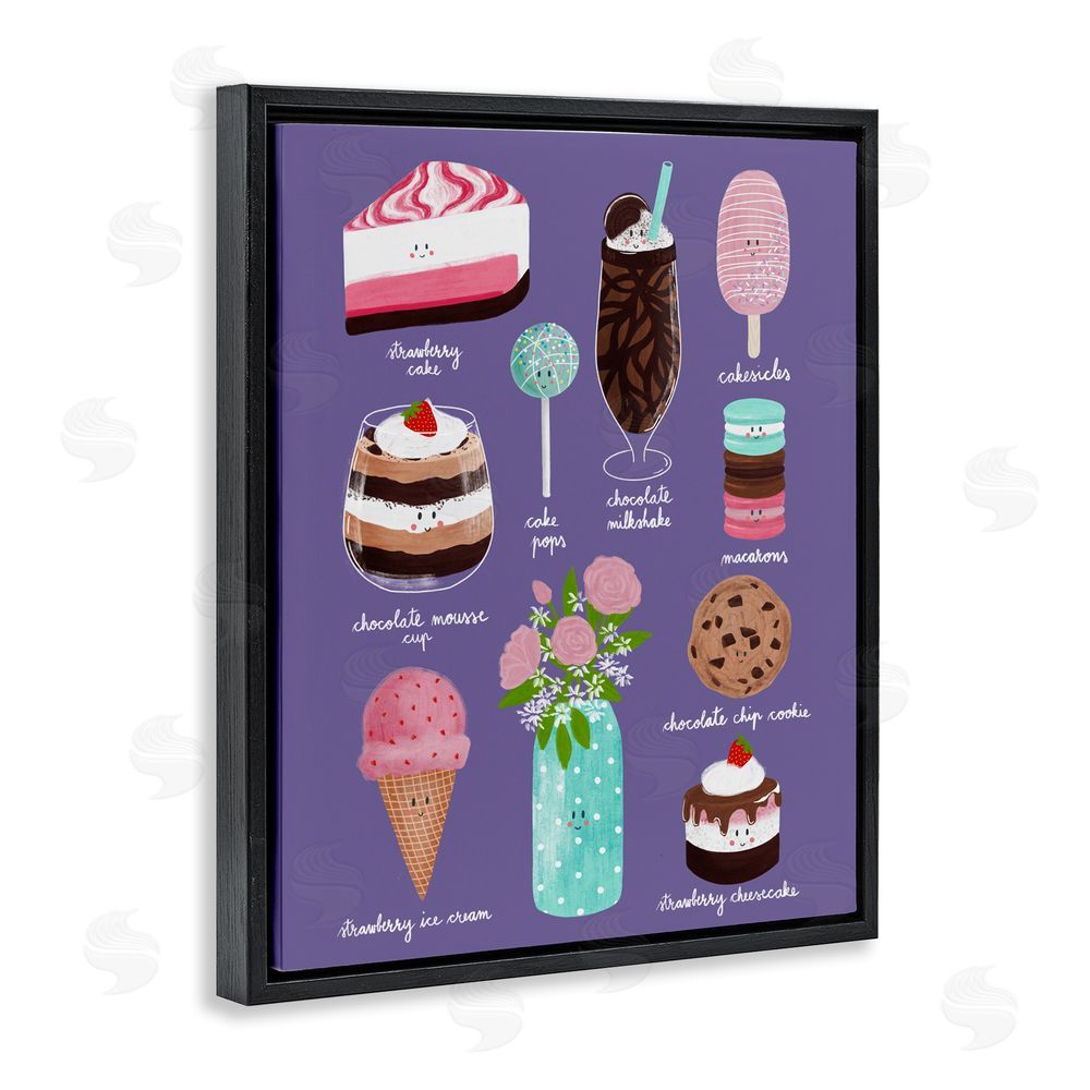 Metka Hiti Decadent Desserts & Flowers Black Floating Frame Canvas Wall Art Print