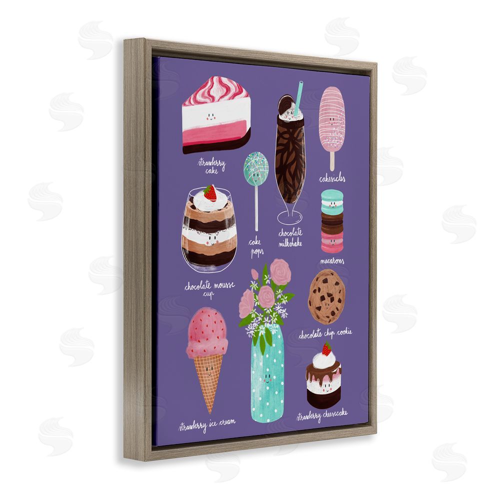 Metka Hiti Decadent Desserts & Flowers Brown Floating Frame Canvas Wall Art Print