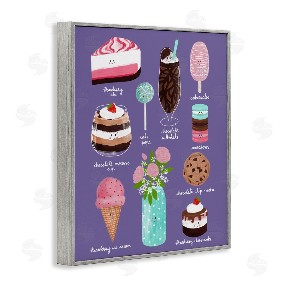 Metka Hiti Decadent Desserts & Flowers Gray Framed Giclee Wall Art Print