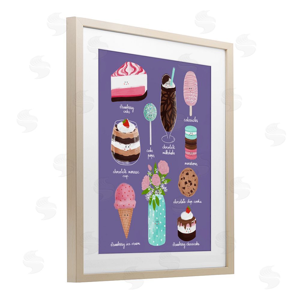 Metka Hiti Decadent Desserts & Flowers Brown Framed Print Under Glass Wall Art