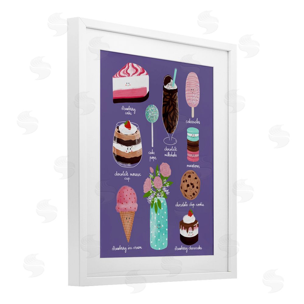Metka Hiti Decadent Desserts & Flowers White Framed Print Under Glass Wall Art