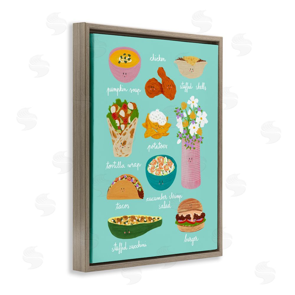 Metka Hiti Gourmet Lunch Food Collection Brown Floating Framed Canvas Wall Art